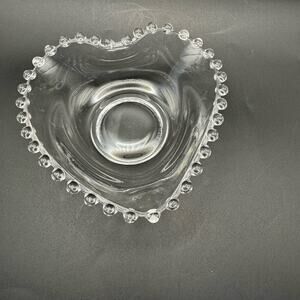 Imperial Glass Hobnail Heart Shaped Serving Bowl Candy Dish 5 inch Clear Vintage